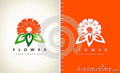 Flower calendula logo vector. Plant design. Vector Illustration